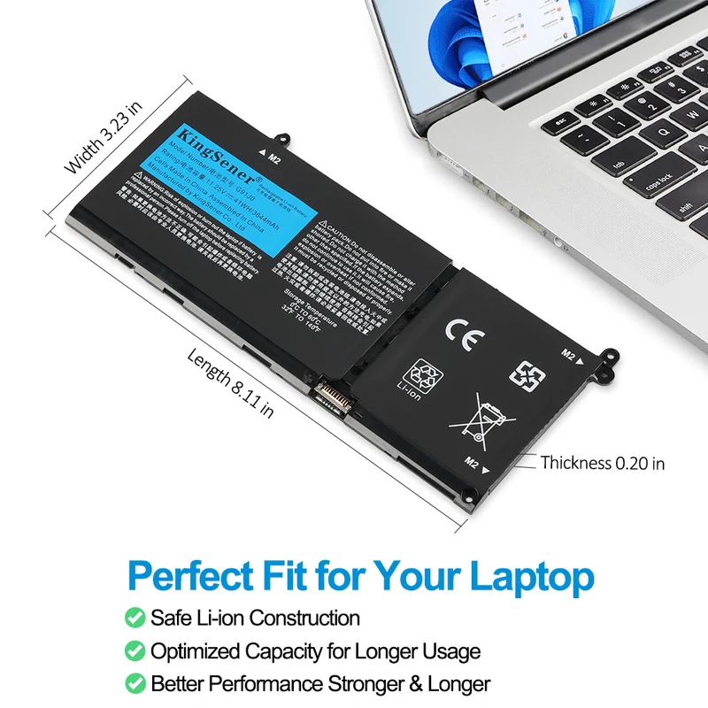 G91J0 Laptop Battery for Dell Inspiron 5515 5625 5410 7415 Latitude 3320