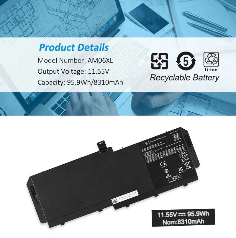 AM06XL For HP HSTNN-IB8G L07350-1C1 L07044-855 Replacement Battery 11.55V 95.9WH