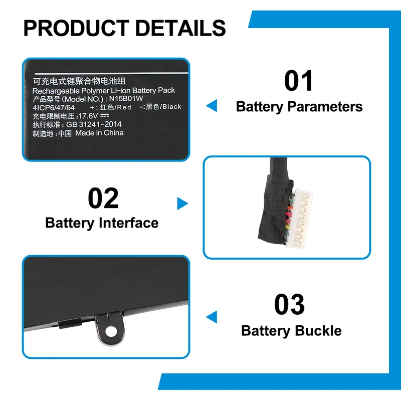 N15B01W Battery for Xiaomi MI Ruby 15.6 inch Ti TM1703 TM1802