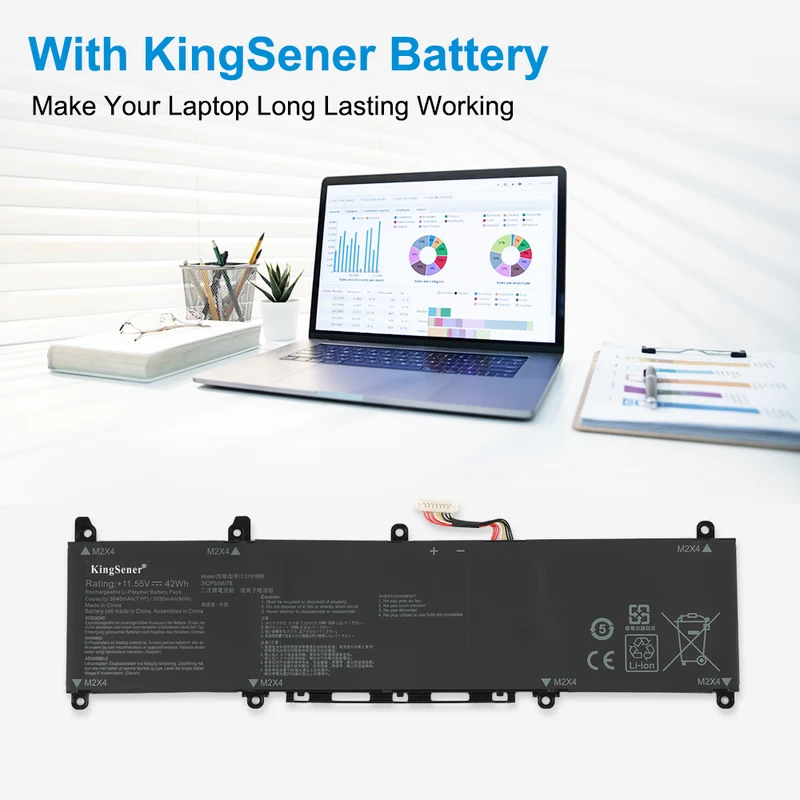 ASUS VivoBook S13 S330 Battery Replacement C31N1806 11.55V 42Wh