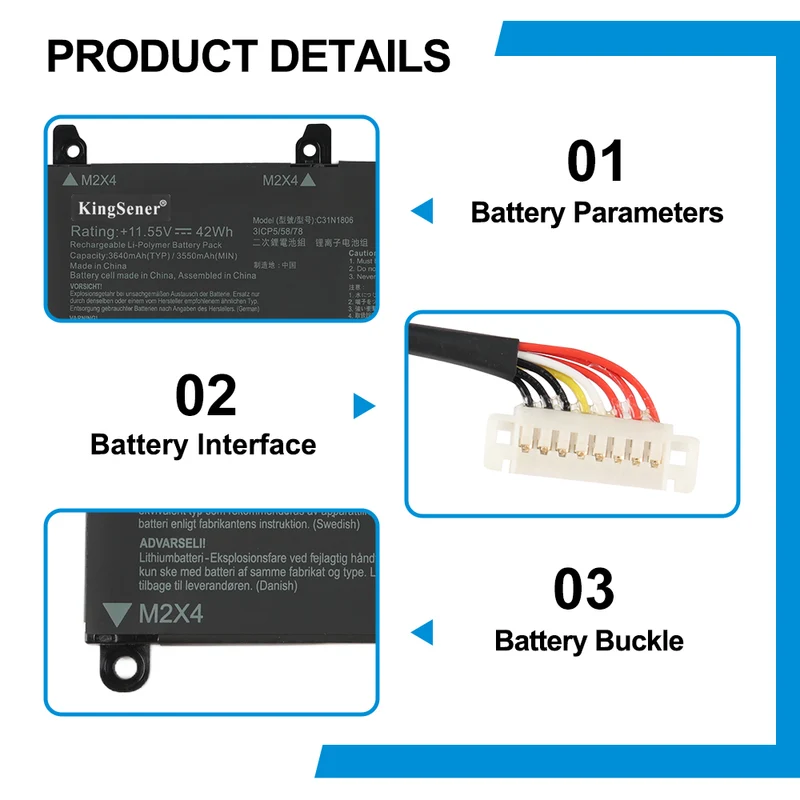 ASUS VivoBook S13 S330 Battery Replacement C31N1806 11.55V 42Wh