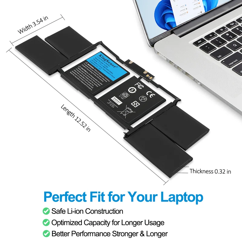 A1820 Battery for Apple MacBook Pro 15" A1707 (2016 2017 Touch Bar) — 11.4V 76Wh