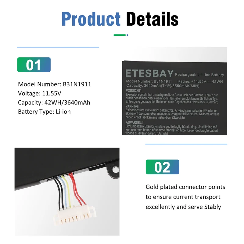 B31N1911 42WH Laptop Battery For ASUS VivoBook Flip 14 TM420IA TP470EA M413DA M413DA-EK162T M413DA-EK007T | US Stock