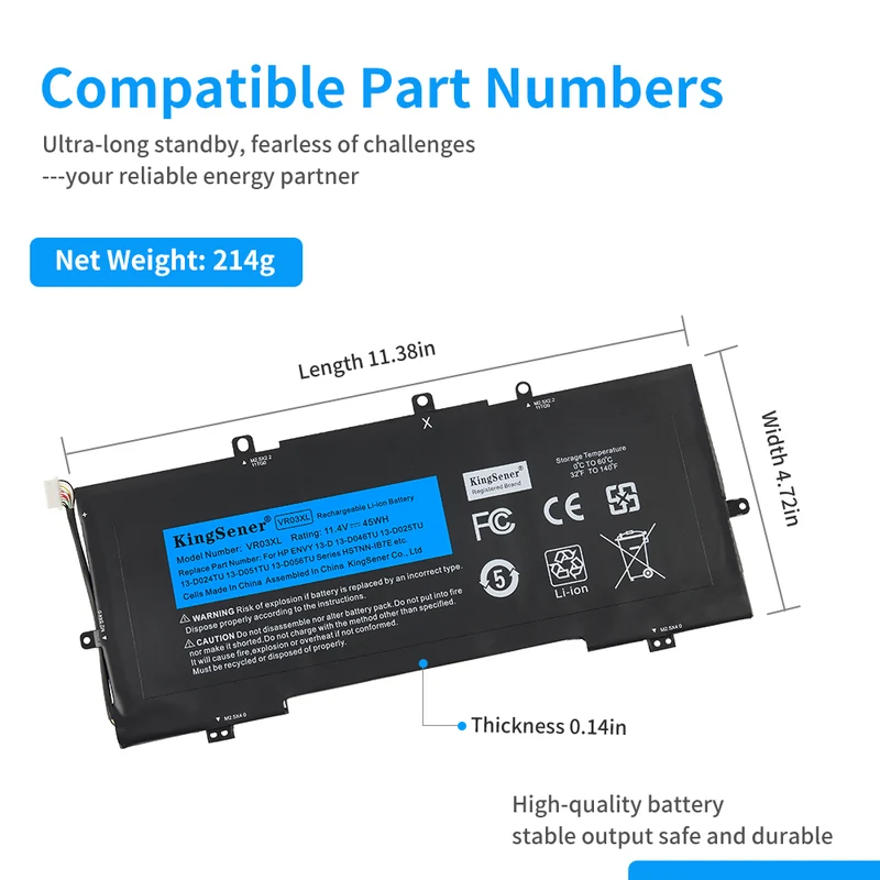 VR03XL Battery for HP Envy 13-D 13-D046TU HSTNN-IB7E 11.4V 45Wh