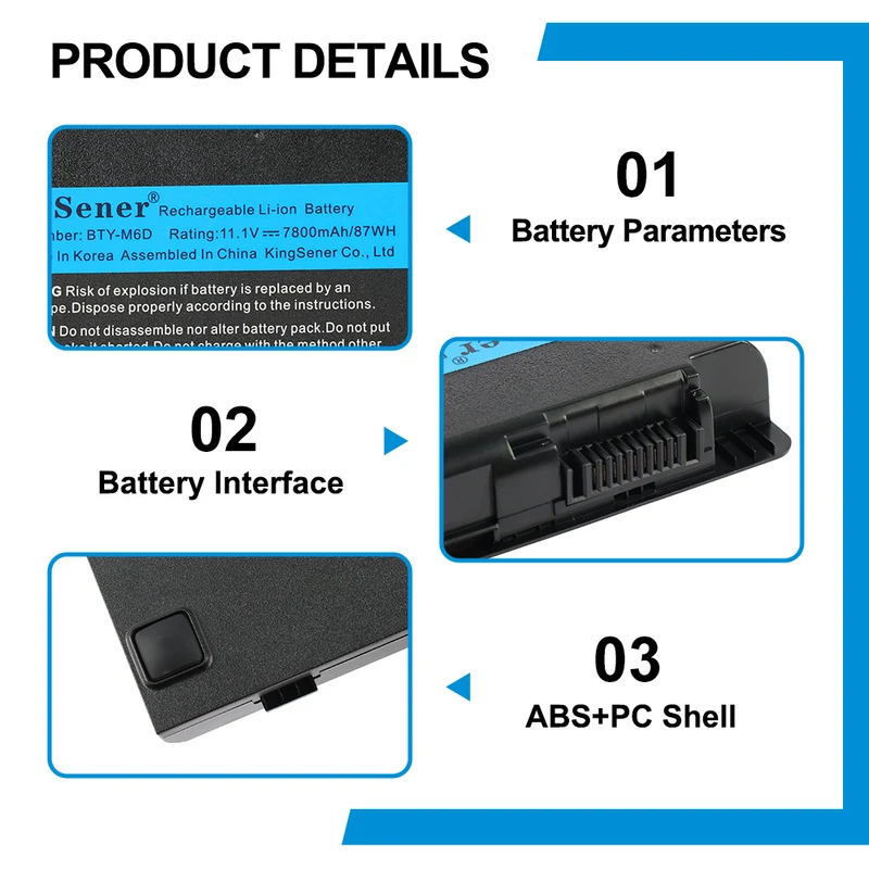 BTY-M6D Laptop Battery for MSI GT60 GT70 GX680 GX780 — 11.1V 87Wh
