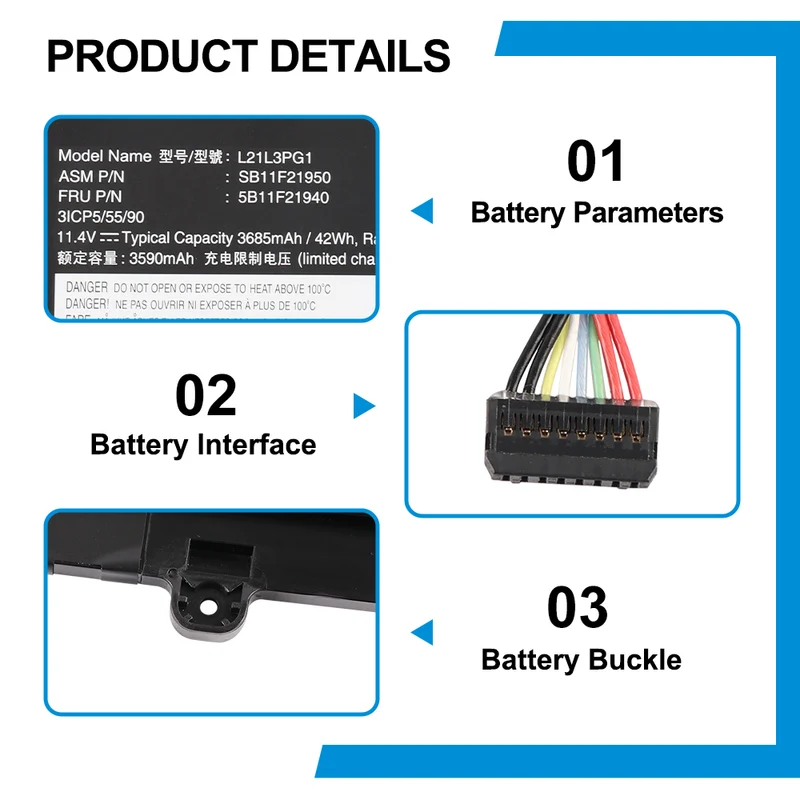 L21L3PG1 Laptop Battery For Lenovo Thinkpad L14 L15 Gen 3 Gen 4 Series