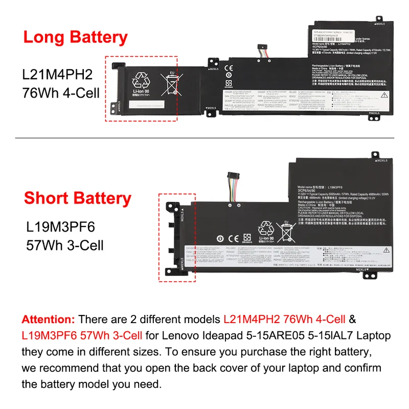 L21M4PH2 L21C4PH2 L21L4PH2 Laptop Battery For Lenovo IdeaPad 5-15ABA7 82SG