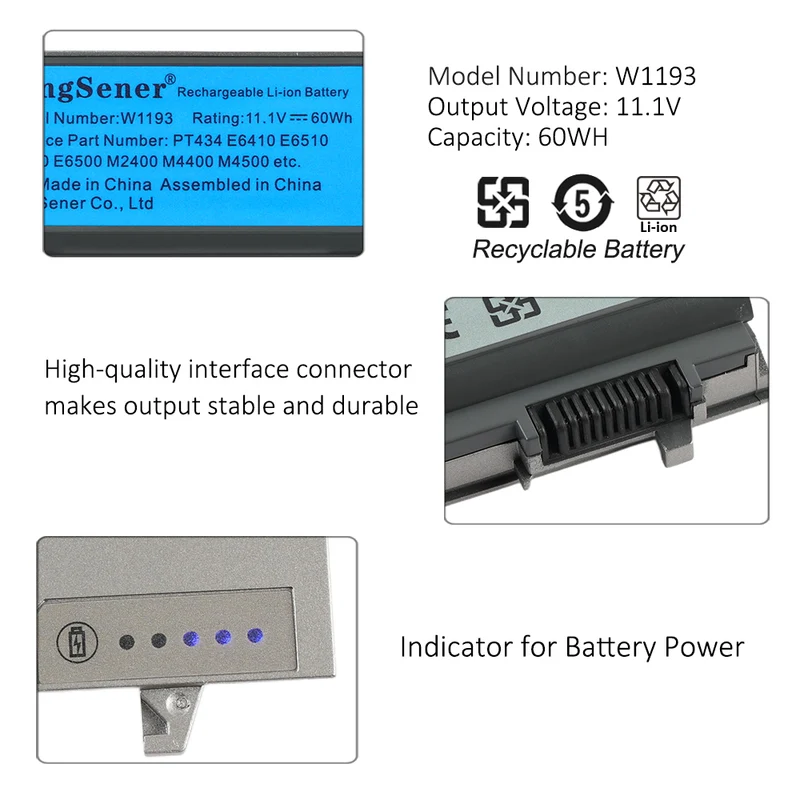 W1193 For Dell Latitude E6400 E6410 60Wh 11.1V Laptop Battery ND8CG | CA Stock