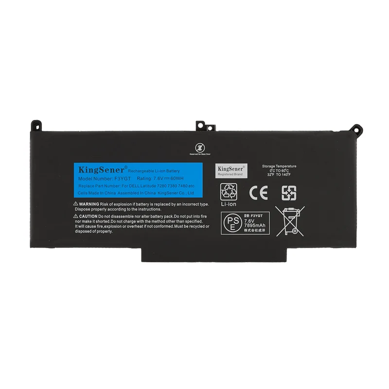 F3YGT Laptop Battery for Dell Latitude 7280 / 7380 / 7480 / 7490 Series, 60Wh