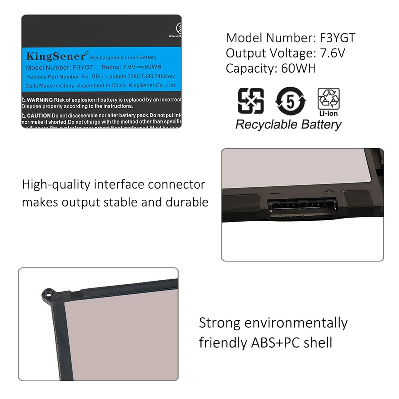 F3YGT Laptop Battery for Dell Latitude 12 7280 7290 13 7380 7390 P29S002 14 7000 | CA Stock