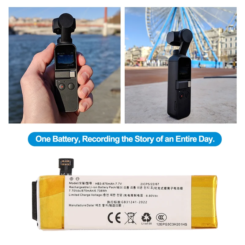 HB3 Battery 875mAh Replacement for DJI Osmo Pocket II Osmo Pocket 2 Osmo Pocket