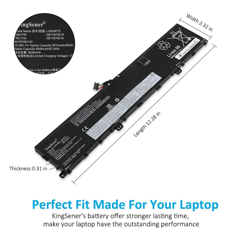 L20D4P75 L20M4P75 Laptop Battery For Lenovo ThinkPad P1 Gen 4 2021 Gen 5 2022 Series ThinkPad X1 Extreme Gen 4 2021 Gen 5 2022 Series 15.48V 90WH | KingSener