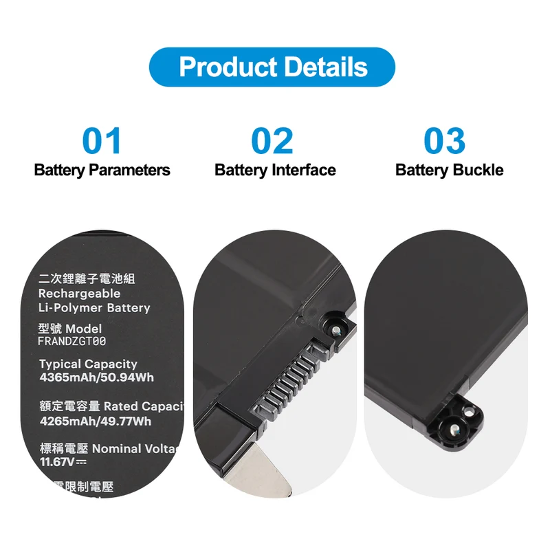FRANDZGT00 FRANDZGT01 Battery 11.67V 4365mAh 50.94Wh for FRAMEWORK FRANDZGTZ FRANDZGT7 12 Laptop