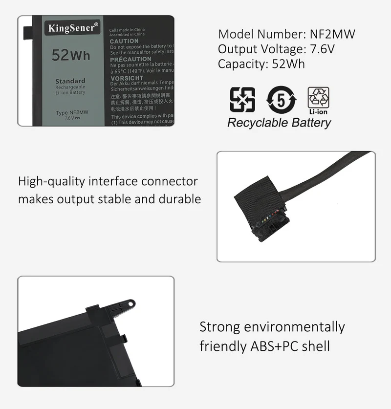 NF2MW Laptop Battery For Latitude 7400 2-In-1 7146W 0C76H7 0G8F6M