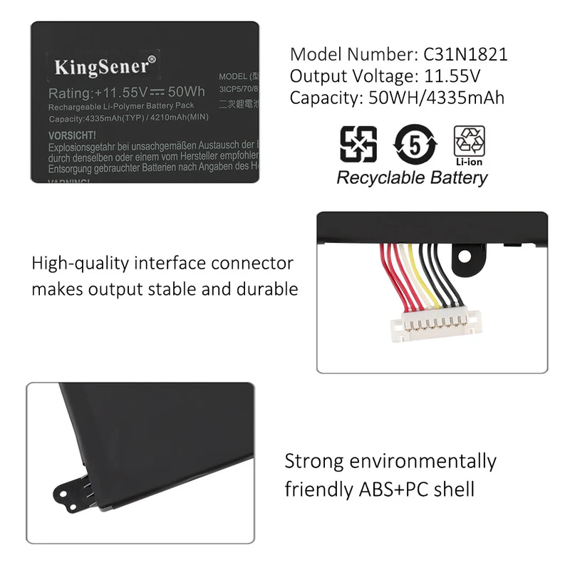 C31N1821 Battery for ASUS ZenBook S13 UX392 UX392FA UX392FN