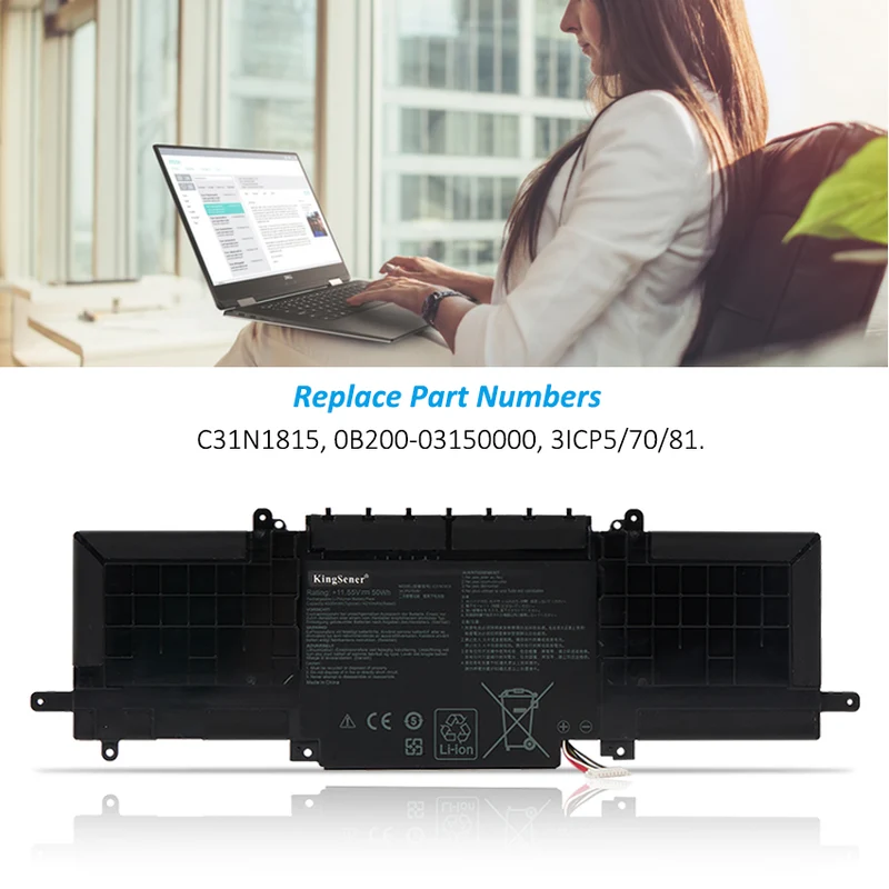 C31N1815 Laptop Battery For ASUS Zenbook 13 UX333 UX333F UX333FA UX333FN RX333F RX333FA RX333FN BX333F 11.55V 50Wh | KingSener