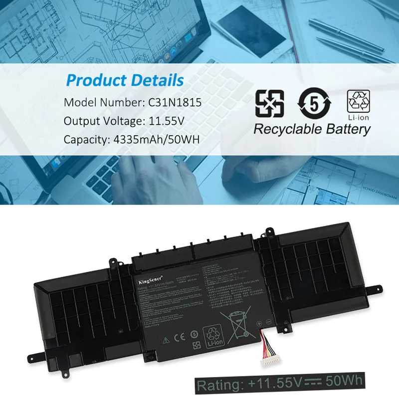 C31N1815 Laptop Battery For ASUS Zenbook 13 UX333 UX333F UX333FA UX333FN RX333F RX333FA RX333FN BX333F 11.55V 50Wh | KingSener