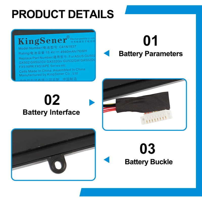 C41N1837 Battery For Asus TUF Dash F15 FX516PR FX516PR-AZ019T FX516PE