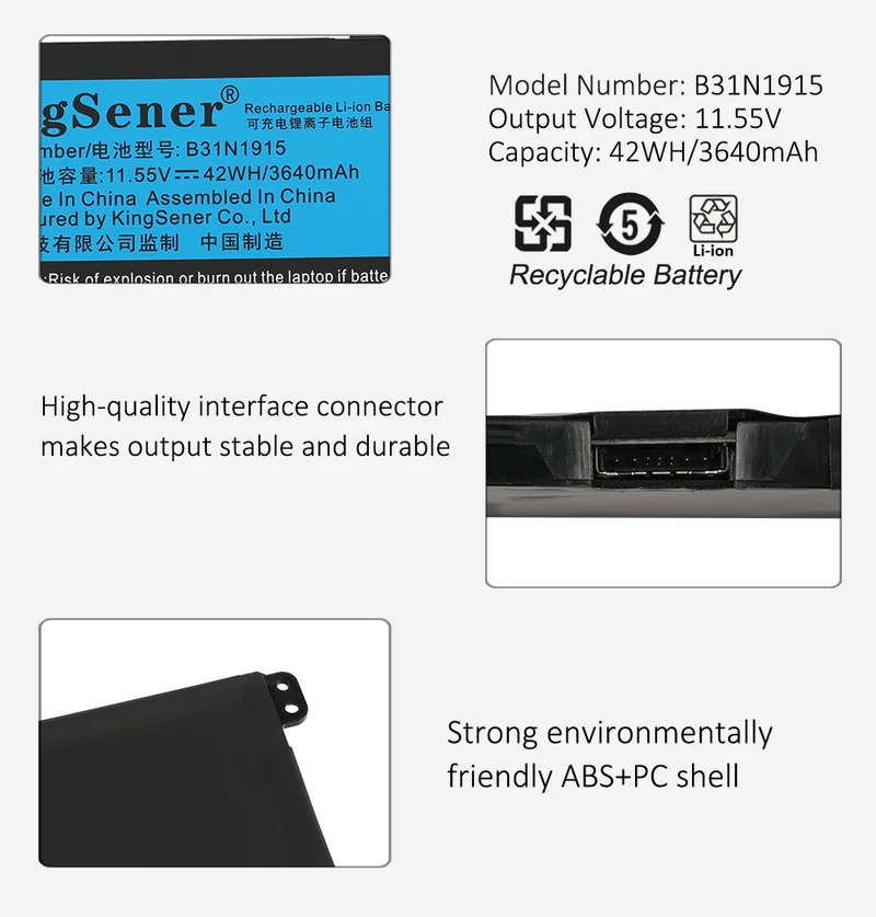 B31N1915 Replacement Battery For Asus ExpertBook B1 L1 BR1100CKA Series 11.55V 42WH | KingSener