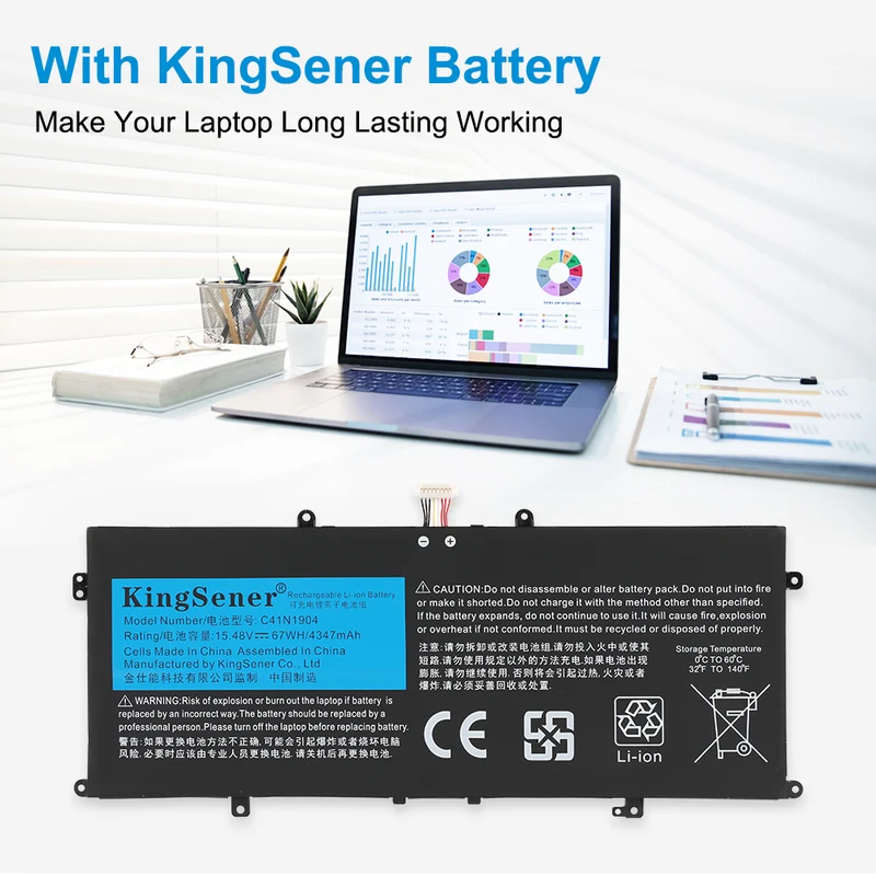 C41n1904 Battery For Asus Zenbook S13 Ux393ea Ux371ea C41n1904-1