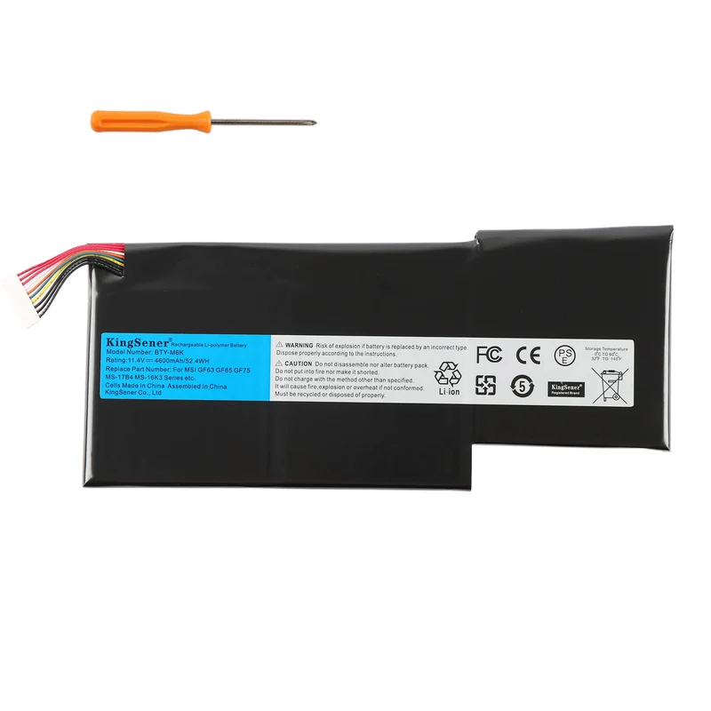 BTY-M6K Battery for MSI GF63 Thin GF75 Thin MS-17B4 MS-16K3 — 11.4V 52.4Wh