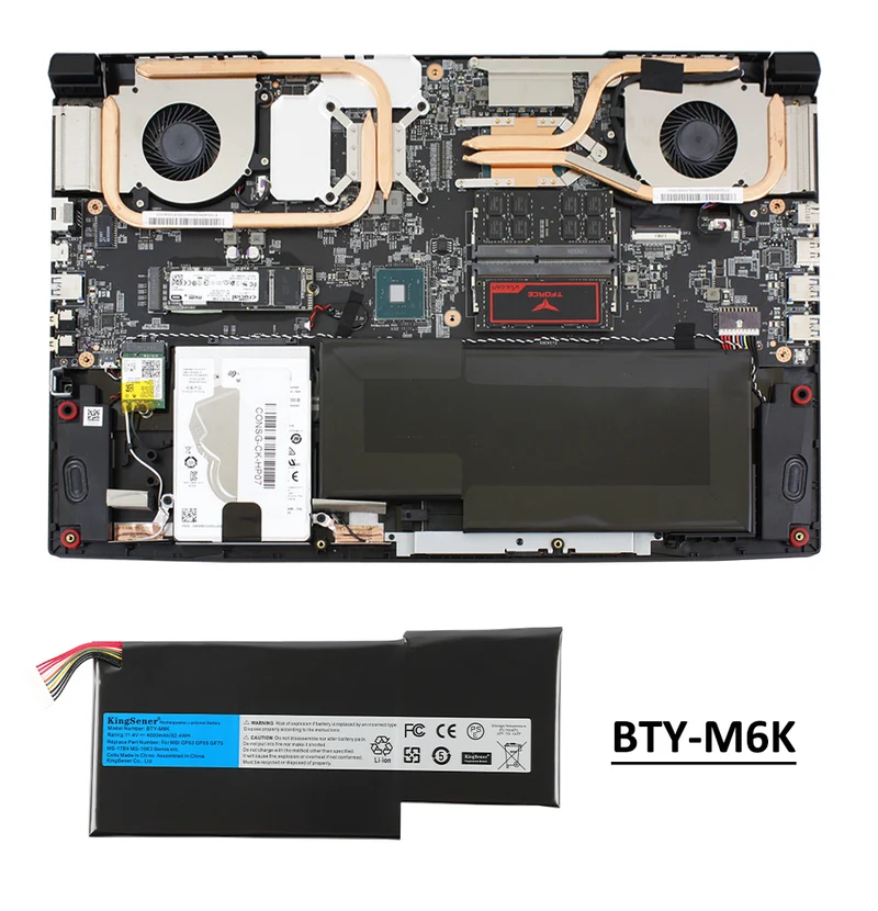 BTY-M6K Battery for MSI GF63 Thin GF75 Thin MS-17B4 MS-16K3 — 11.4V 52.4Wh