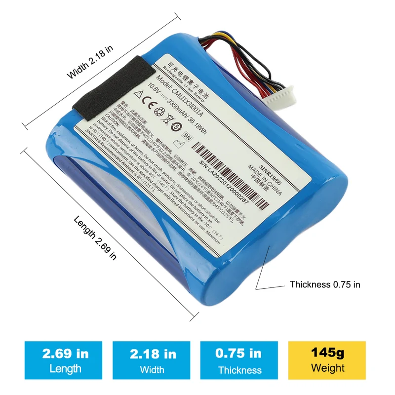 Replacement For COMEN CMLI1X3I001A 3350mAh Medical Battery