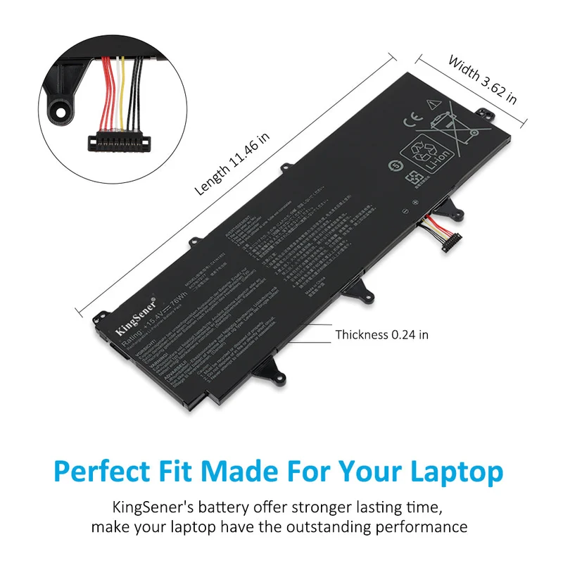 C41N1802 Laptop Battery for ASUS ROG Zephyrus S GX701G GX735 Series — 15.4V 76Wh