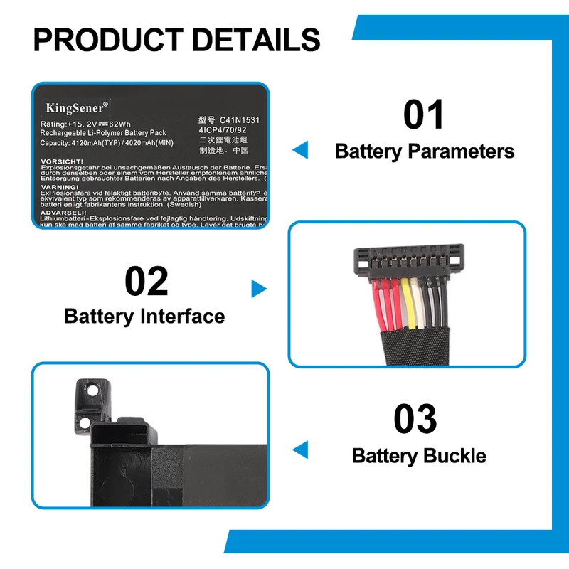 C41N1531 Battery For Asus Gl502vs-1a Gl502vy-ds71 Rog Gl502vs