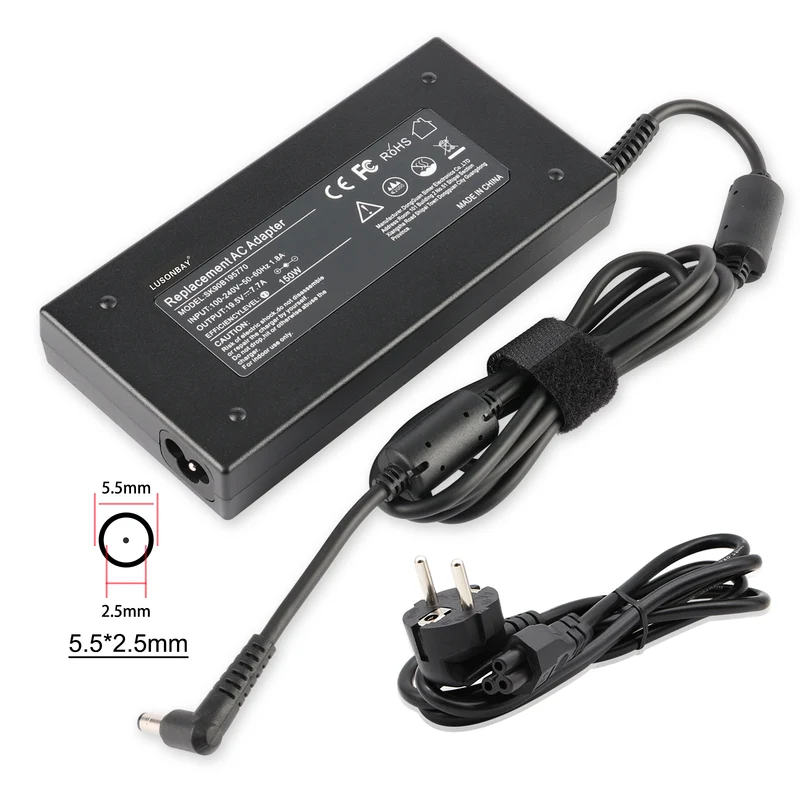 19.5V 7.7A 150W 5.5 x 2.5mm A14-150P1A AC Charger Compatible with Chicony GF62