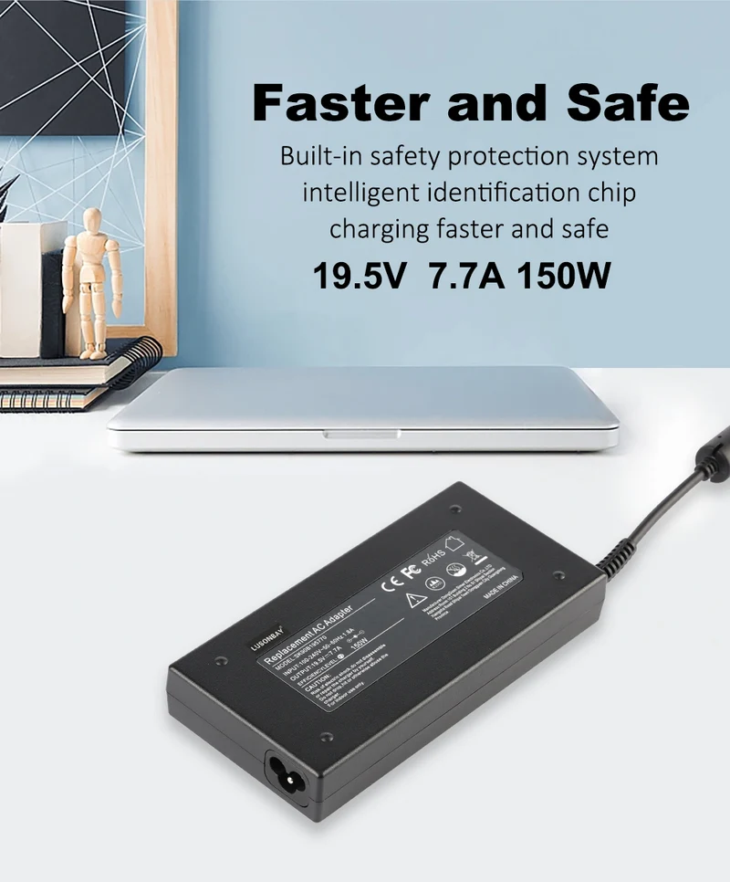 19.5V 7.7A 150W 5.5 x 2.5mm A14-150P1A AC Charger Compatible with Chicony GF62