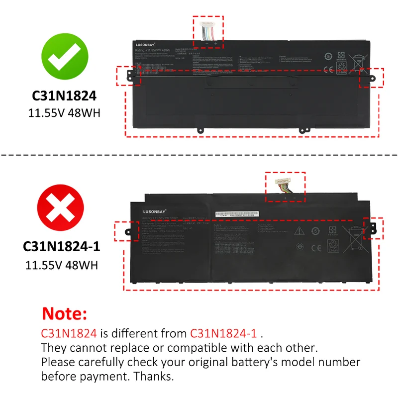 C31N1824 48WH Laptop Battery For ASUS Chromebook Flip C434 Series | LUSONBAY