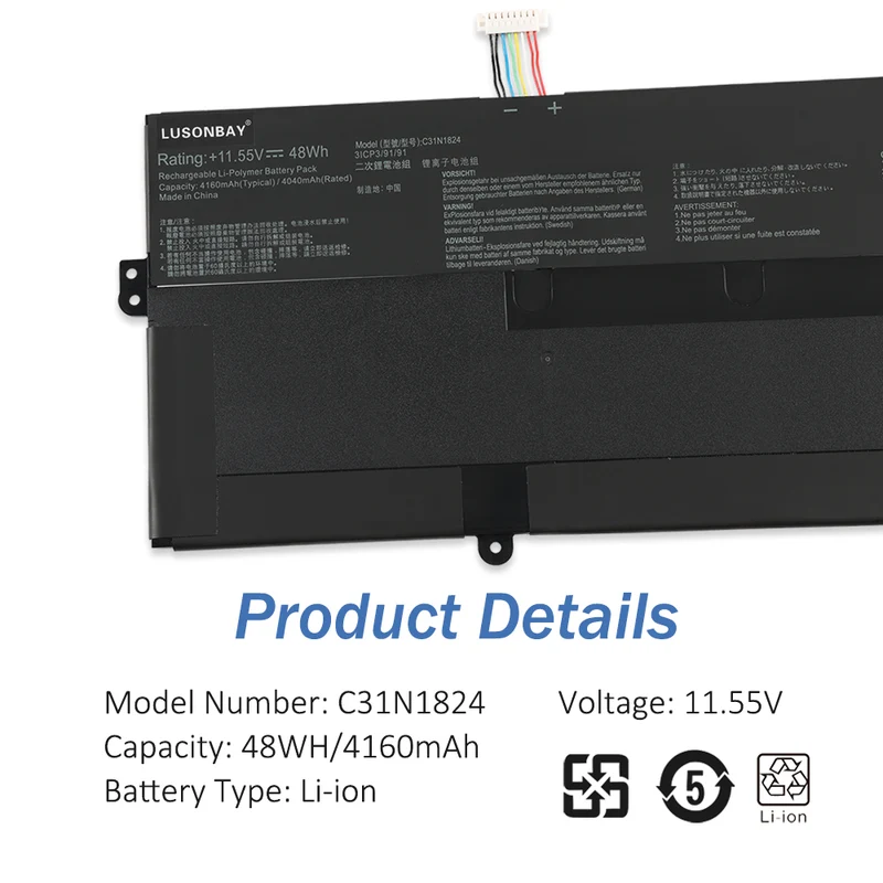 C31N1824 48WH Laptop Battery For ASUS Chromebook Flip C434 Series | LUSONBAY