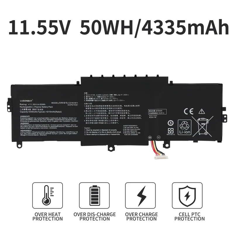 C31N1811 Laptop Battery For ASUS Zenbook 14 UX433FN UX433FA UX433FX LUSONBAY | EU Stock