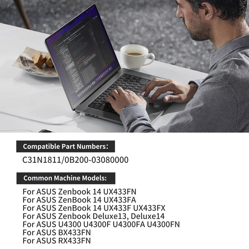 C31N1811 Laptop Battery For ASUS Zenbook 14 UX433FN UX433FA UX433FX LUSONBAY | EU Stock