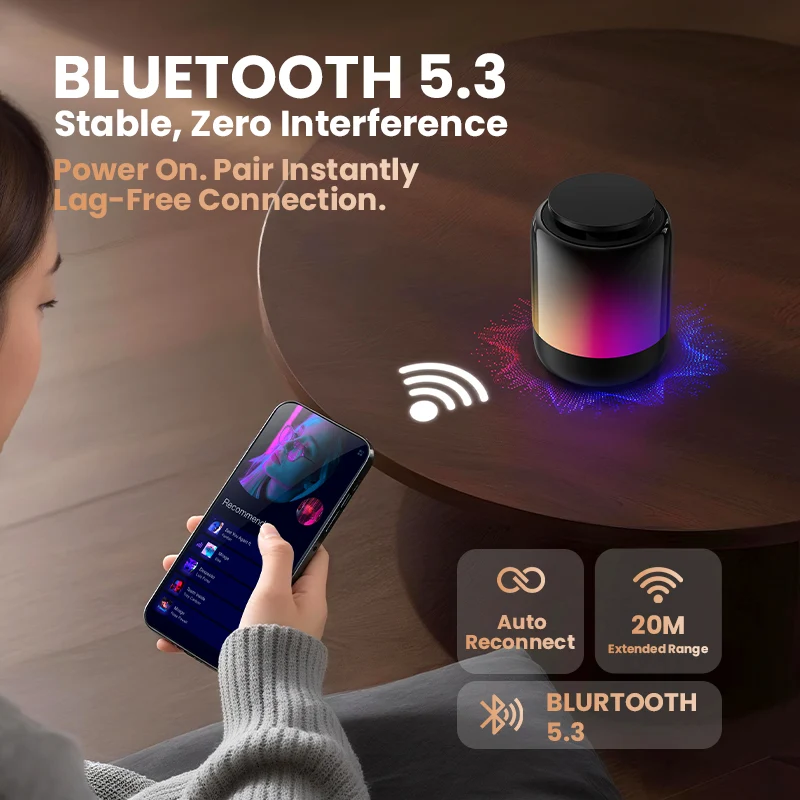 Q28 Pro Transparent Mecha Bluetooth 5.3 Speaker | RGB Rhythm Light & 360° HiFi Stereo Sound | TWS Wireless Pairing, Portable Party Speaker with TF/AUX Support