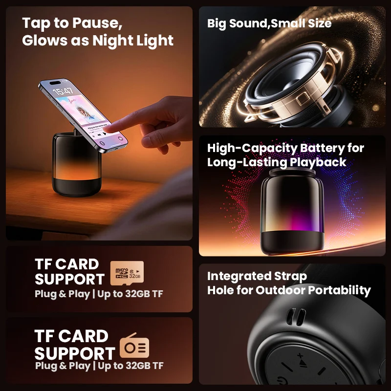 Q28 Pro Transparent Mecha Bluetooth 5.3 Speaker | RGB Rhythm Light & 360° HiFi Stereo Sound | TWS Wireless Pairing, Portable Party Speaker with TF/AUX Support