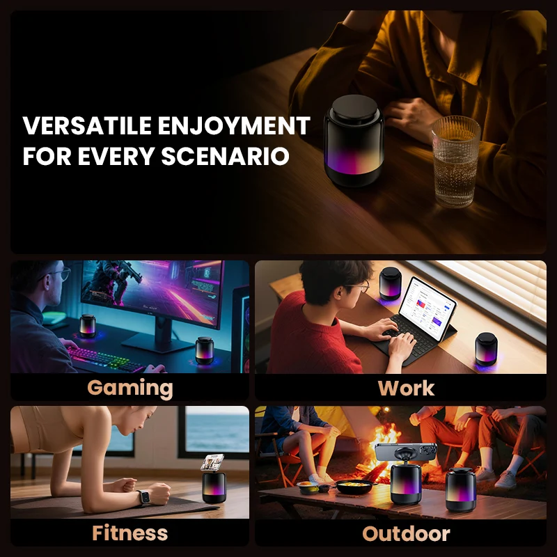 Q28 Pro Transparent Mecha Bluetooth 5.3 Speaker | RGB Rhythm Light & 360° HiFi Stereo Sound | TWS Wireless Pairing, Portable Party Speaker with TF/AUX Support