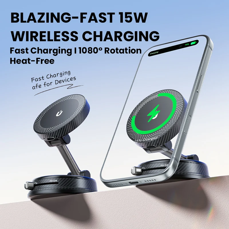 Upgraded Full Zinc Alloy Magnetic Car Phone Mount | 60x Strong Magnet & 360° Foldable Design | Universal Dashboard Holder for iPhone & Android