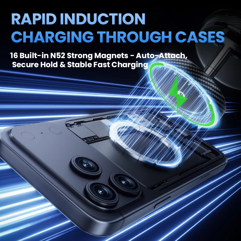 Upgraded Full Zinc Alloy Magnetic Car Phone Mount | 60x Strong Magnet & 360° Foldable Design | Universal Dashboard Holder for iPhone & Android