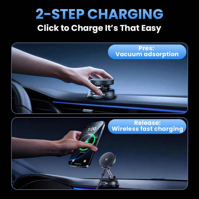 Upgraded Full Zinc Alloy Magnetic Car Phone Mount | 60x Strong Magnet & 360° Foldable Design | Universal Dashboard Holder for iPhone & Android