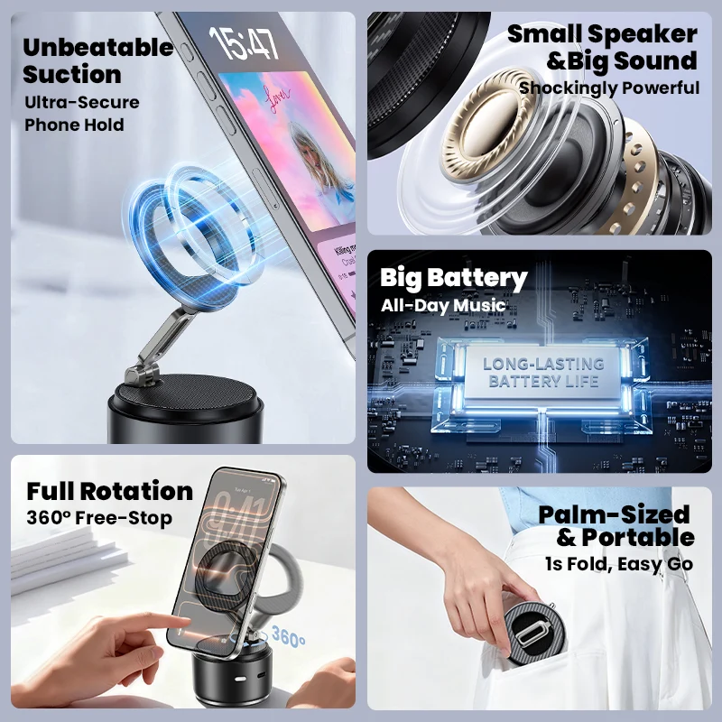 Smart 360° Auto Tracking Car Phone Mount | Wireless Charging Voice Control Foldable & Portable Design