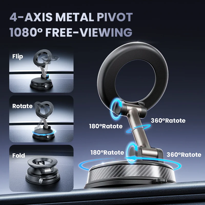 Magnetic Car Phone Holder Pro – 360° Rotatable Metal Mount | Strong N52 Magnet, Universal Dashboard & Desk Stand for iPhone & Android