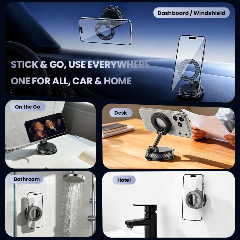 Magnetic Car Phone Holder Pro – 360° Rotatable Metal Mount | Strong N52 Magnet, Universal Dashboard & Desk Stand for iPhone & Android