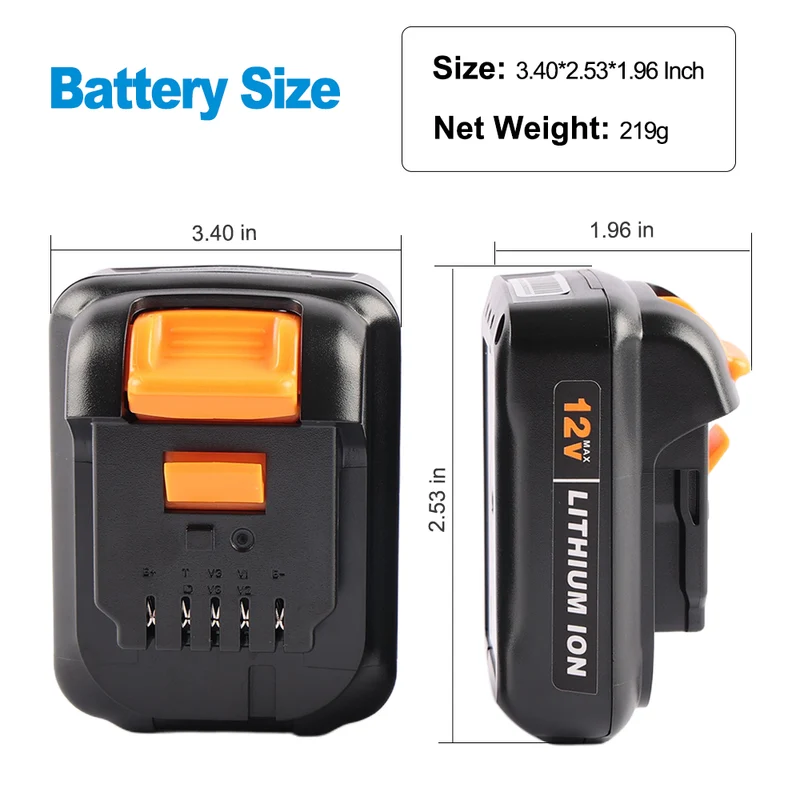DCB120 Replacement Battery For Dewalt 12V MAX Cordless Tools 3.0Ah
