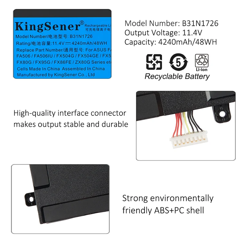 B31N1726 Laptop Battery for ASUS FX80GD FX80GE FX80GM