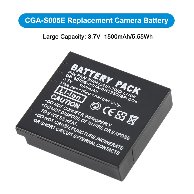 S005E Replacement Camera Battery For Panasonic DMC-FX8 LX1 LX9
