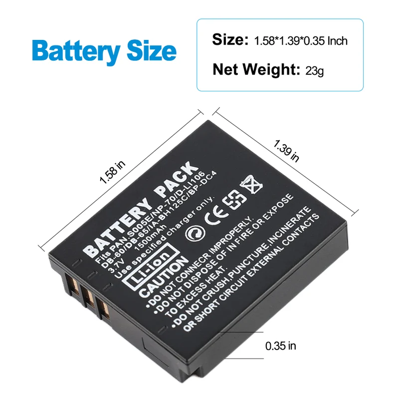 S005E Replacement Camera Battery For Panasonic DMC-FX8 LX1 LX9