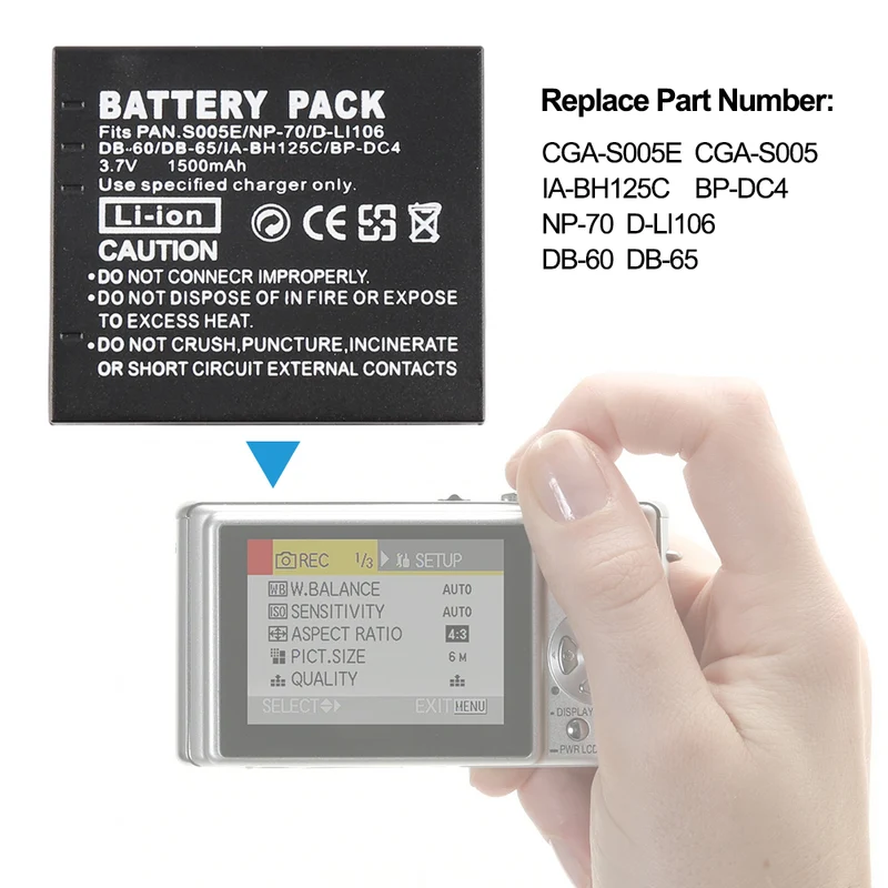S005E Replacement Camera Battery For Panasonic DMC-FX8 LX1 LX9