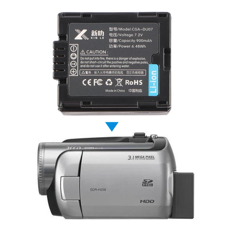 CGA-DU07 Replacement Camera Battery For Panasonic CGA-DU06 VW-VBD070